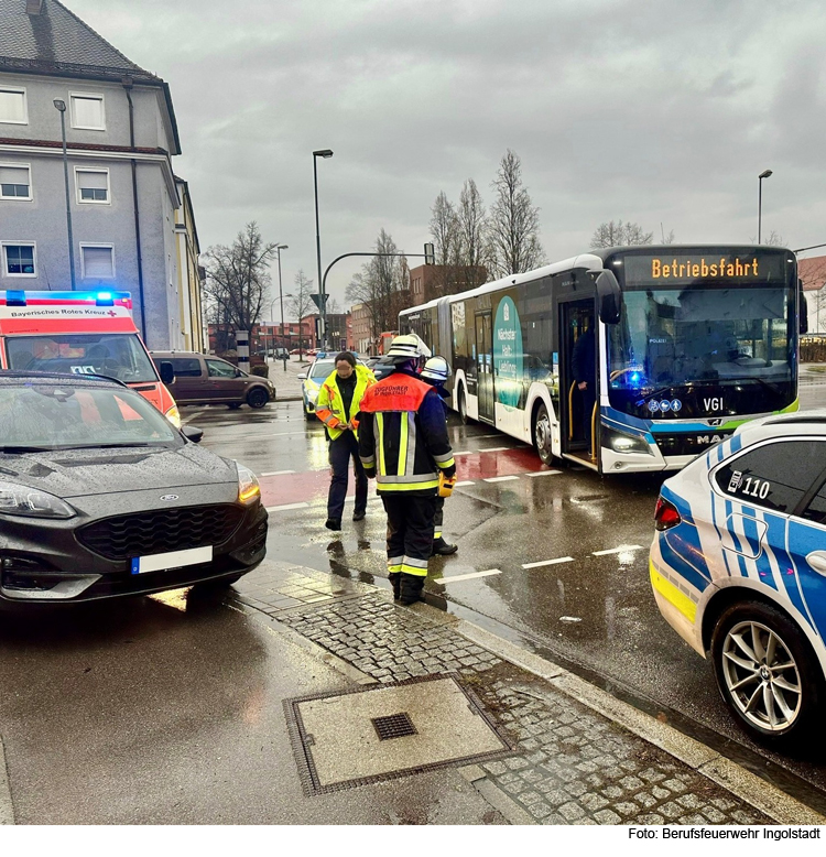 Unfall mit Linienbus in Ingolstadt